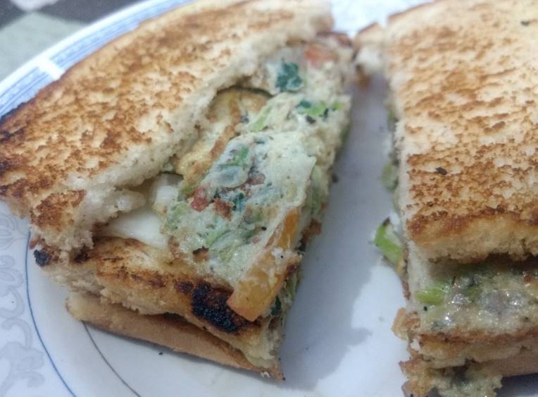 Veggies Cheese Egg Sandwich Pakistani Food Recipe