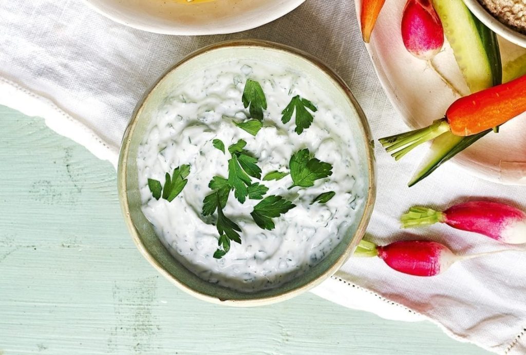Delicious Fresh Herbs With Yogurt Dipping Sauce Recipe 