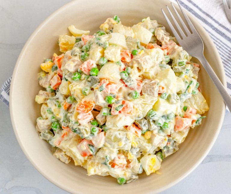 Creamy Russian Potato Salad Recipe (Olivier Salad)