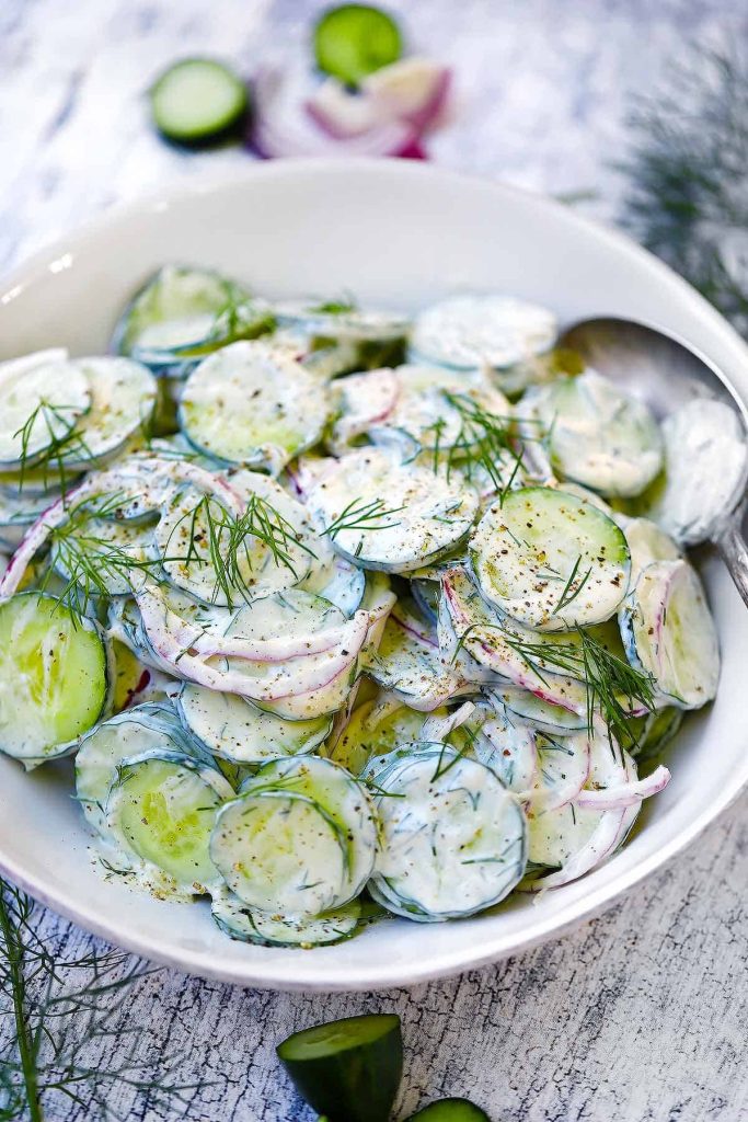 Delicious & Easy Turkish Creamy Cucumber Salad Recipe 
