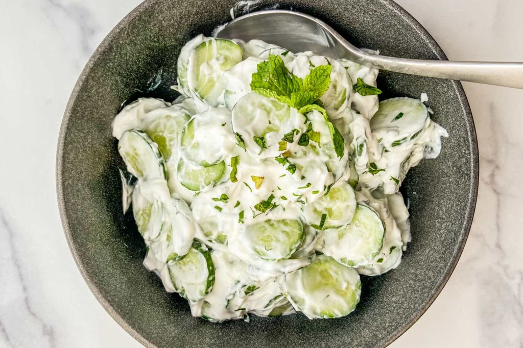 Delicious & Easy Turkish Creamy Cucumber Salad Recipe 