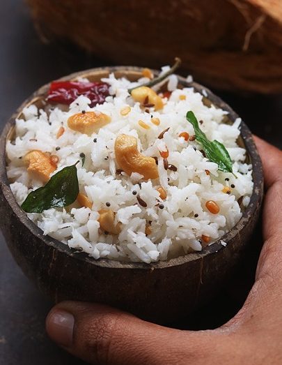 South Indian Coconut Rice Recipe (Thengai Sadam)